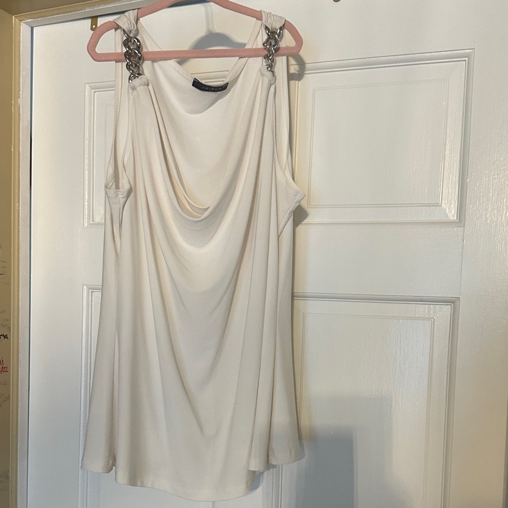 Jaipur Cream Draped Women's Blouse with Chain Accents